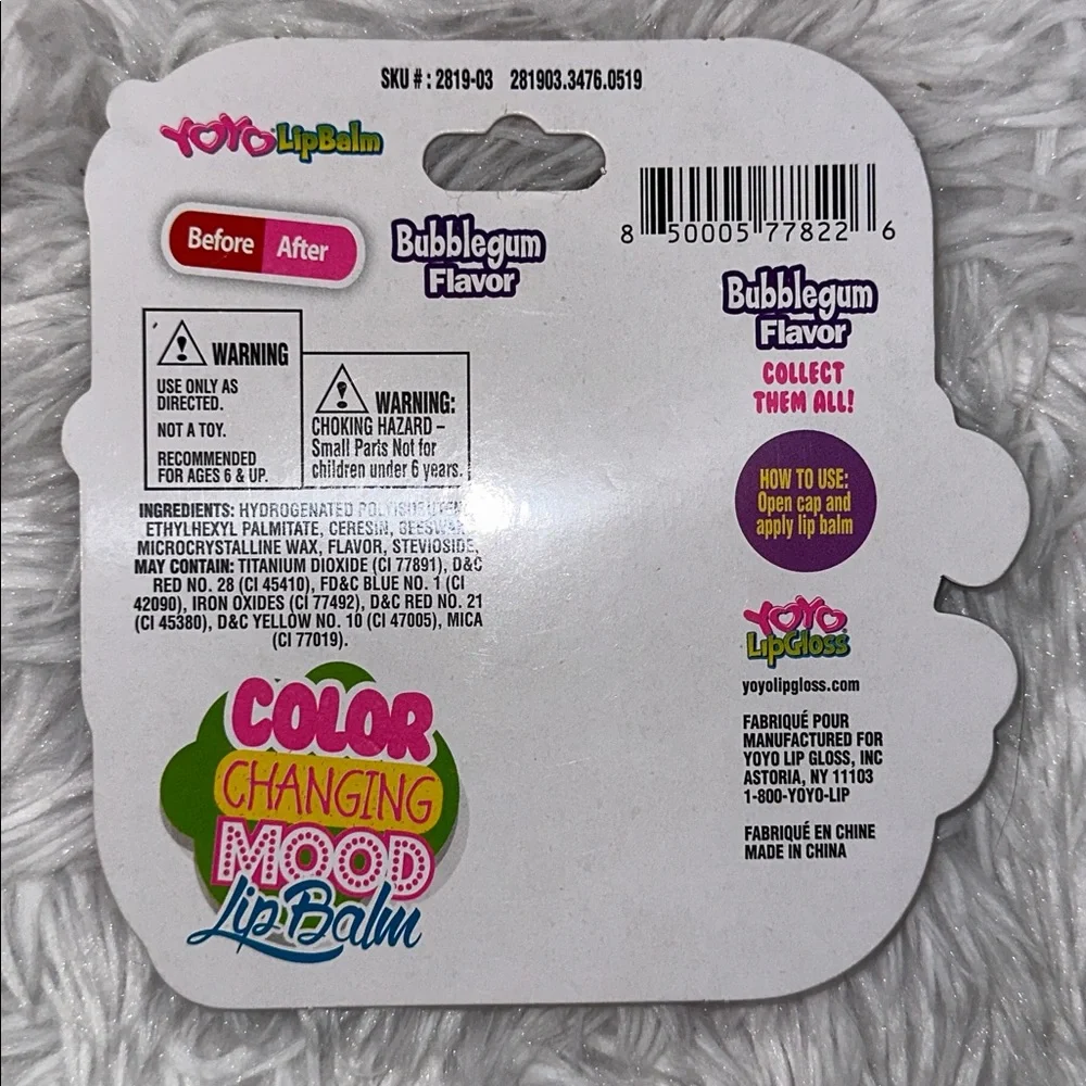 Color‎ changing lip balm Bubblegum Flavor Moodies Yoyo